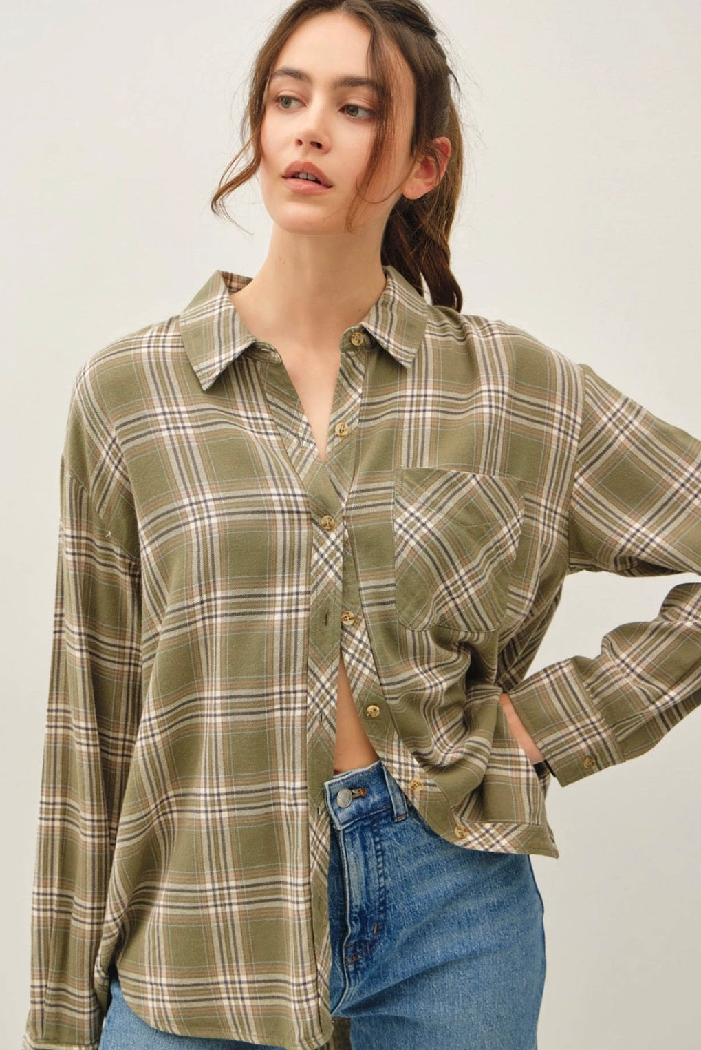 Olive Oversized Flannel