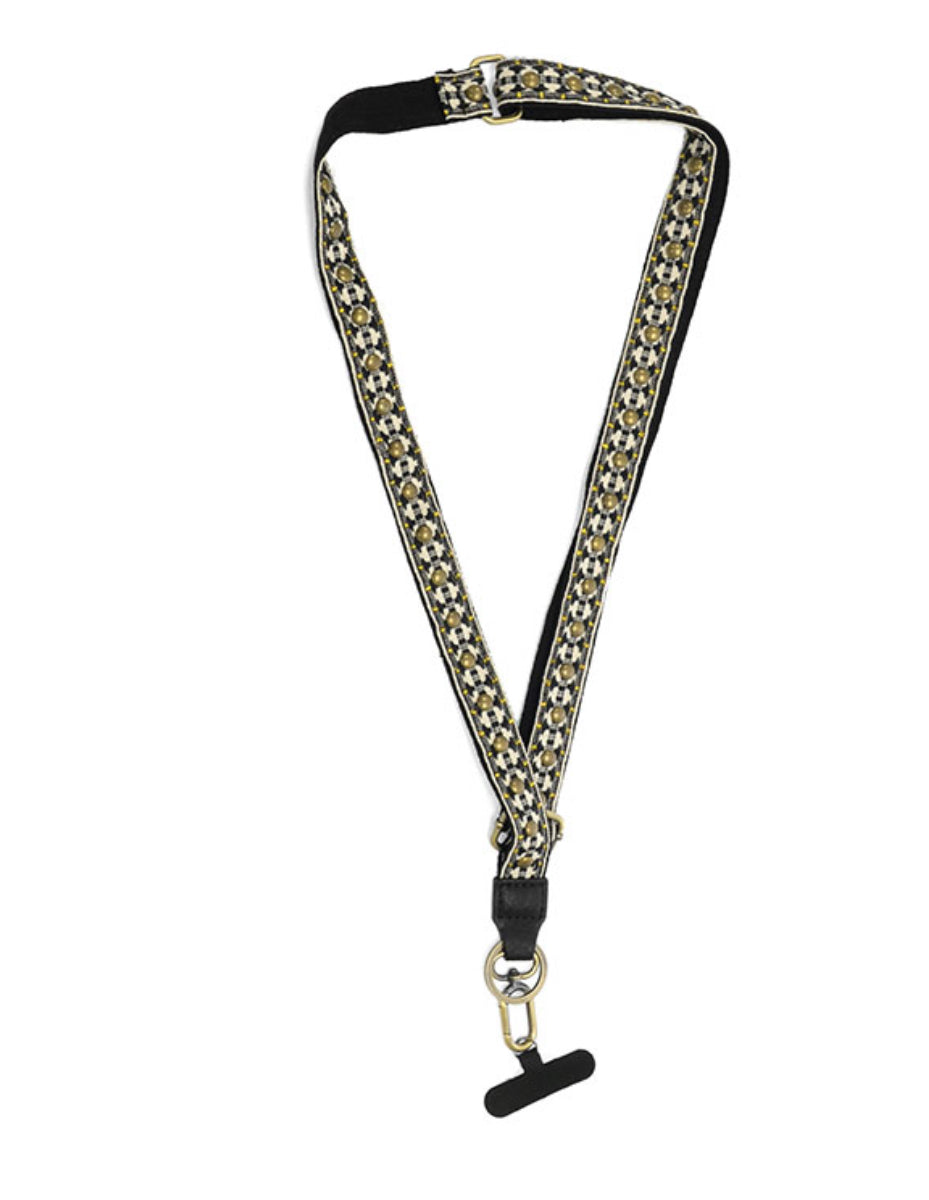 Black Studded Adjustable Lanyard-Market Grey Boutique