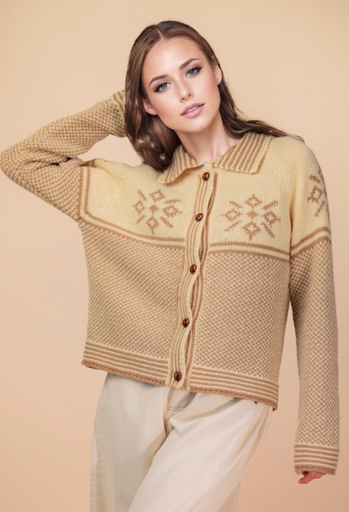 Latte Aztec Graphic Cardigan-Market Grey Boutique