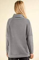 Mock Neck Oversized Curvy Grey Top-Market Grey Boutique