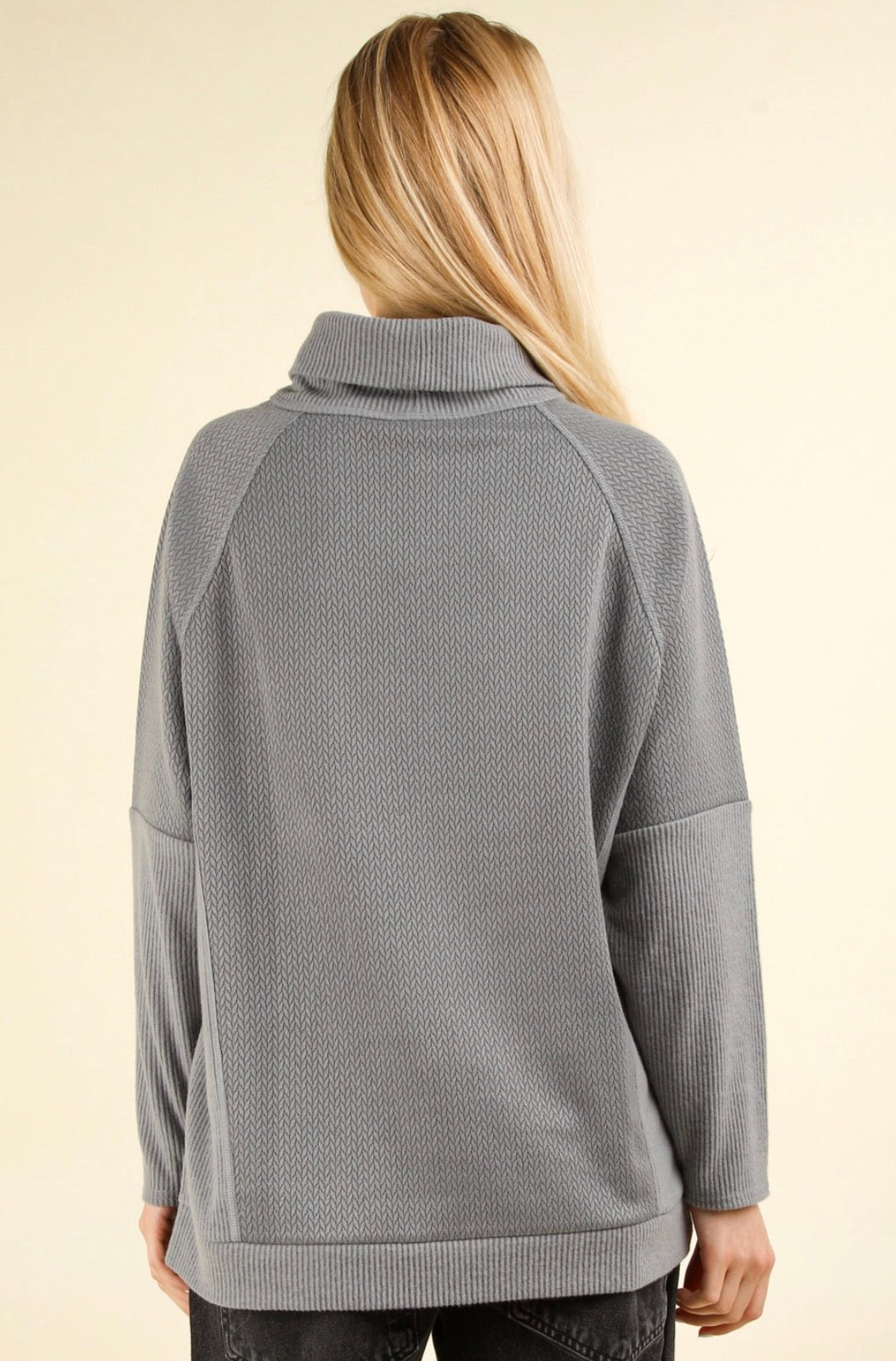 Mock Neck Oversized Curvy Grey Top