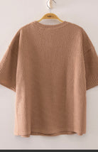 Plus Brick Textured Short Sleeve Top-Market Grey Boutique