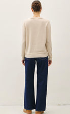 Oatmeal Exposed Seam Crewneck Sweater-Market Grey Boutique