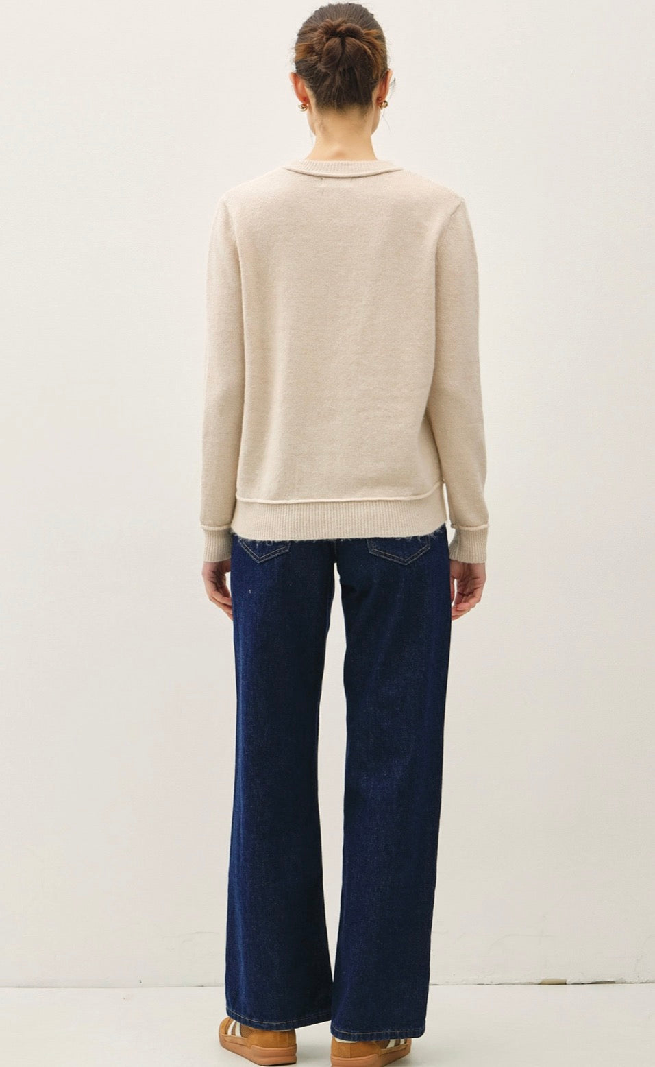 Oatmeal Exposed Seam Crewneck Sweater
