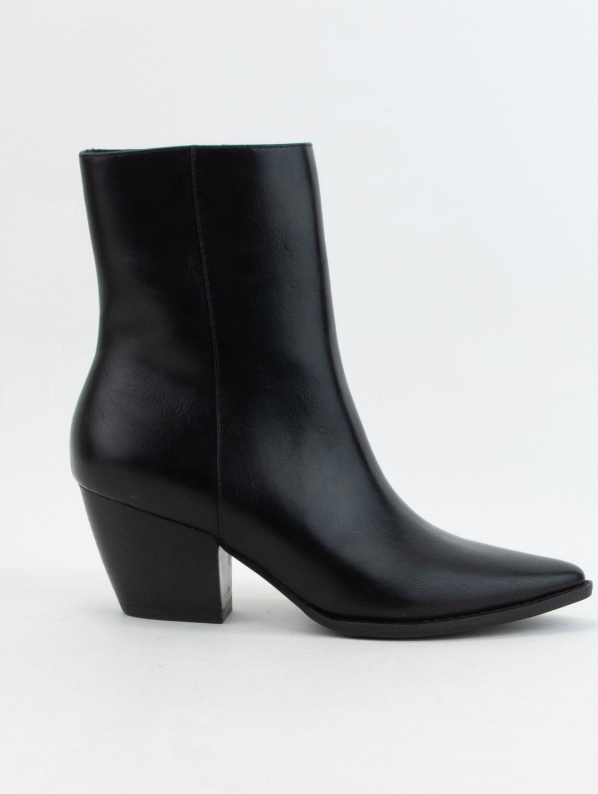 Arisa Black Block Heel Ankle Boot-Market Grey Boutique