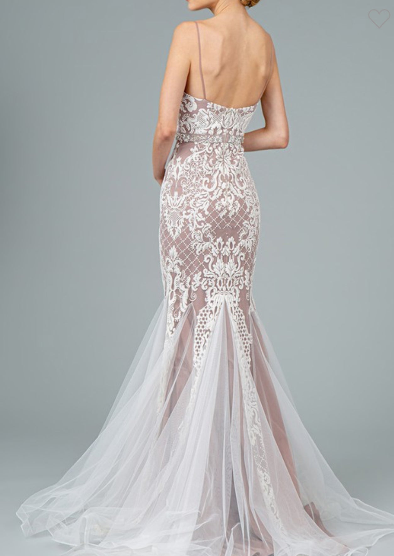 2026 Mauve Underlay Lace Mermaid Gown🤍
