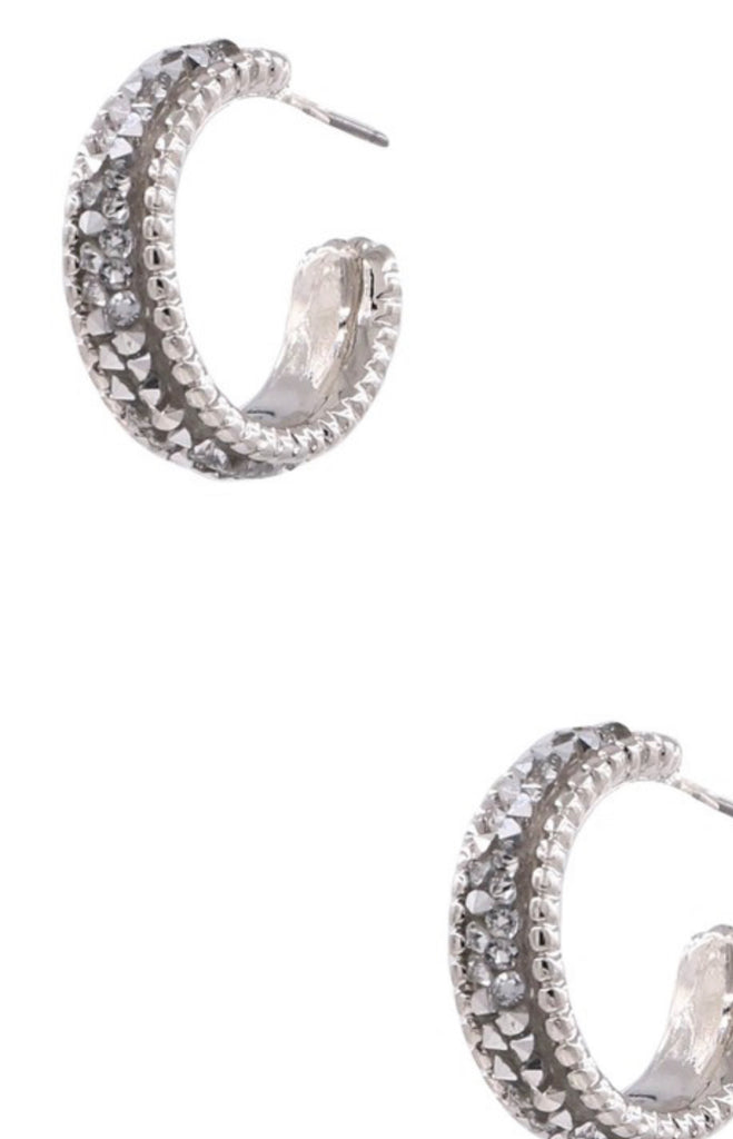 Metal Hoop Rhinestone Earrings
