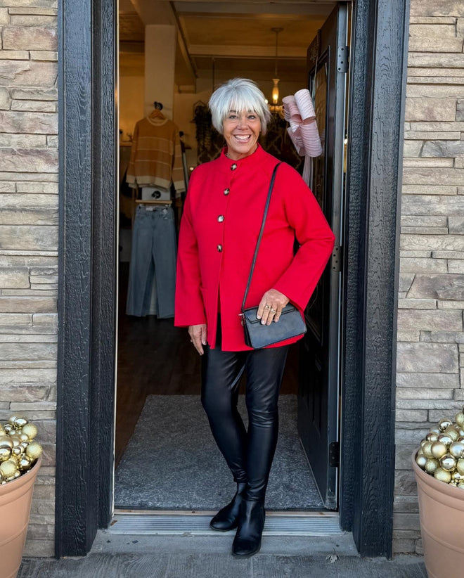 Red Mock Collar Jacket