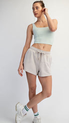 Light Taupe French Terry Comfy Shorts-Market Grey Boutique