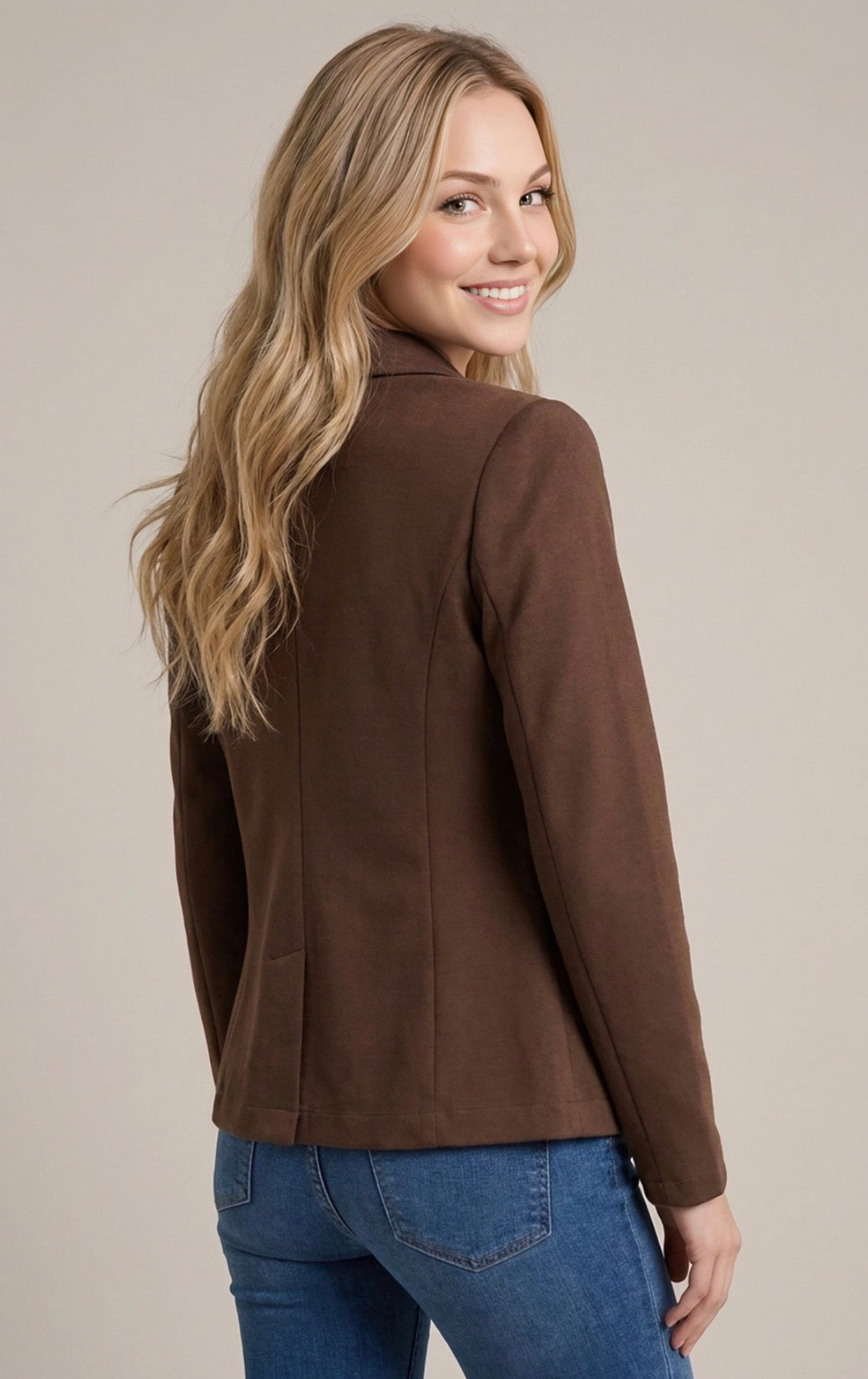 Classic Single-Button Tailored Blazer-Market Grey Boutique