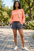 Orange Halo Washed Exposed Seam Sweatshirt
