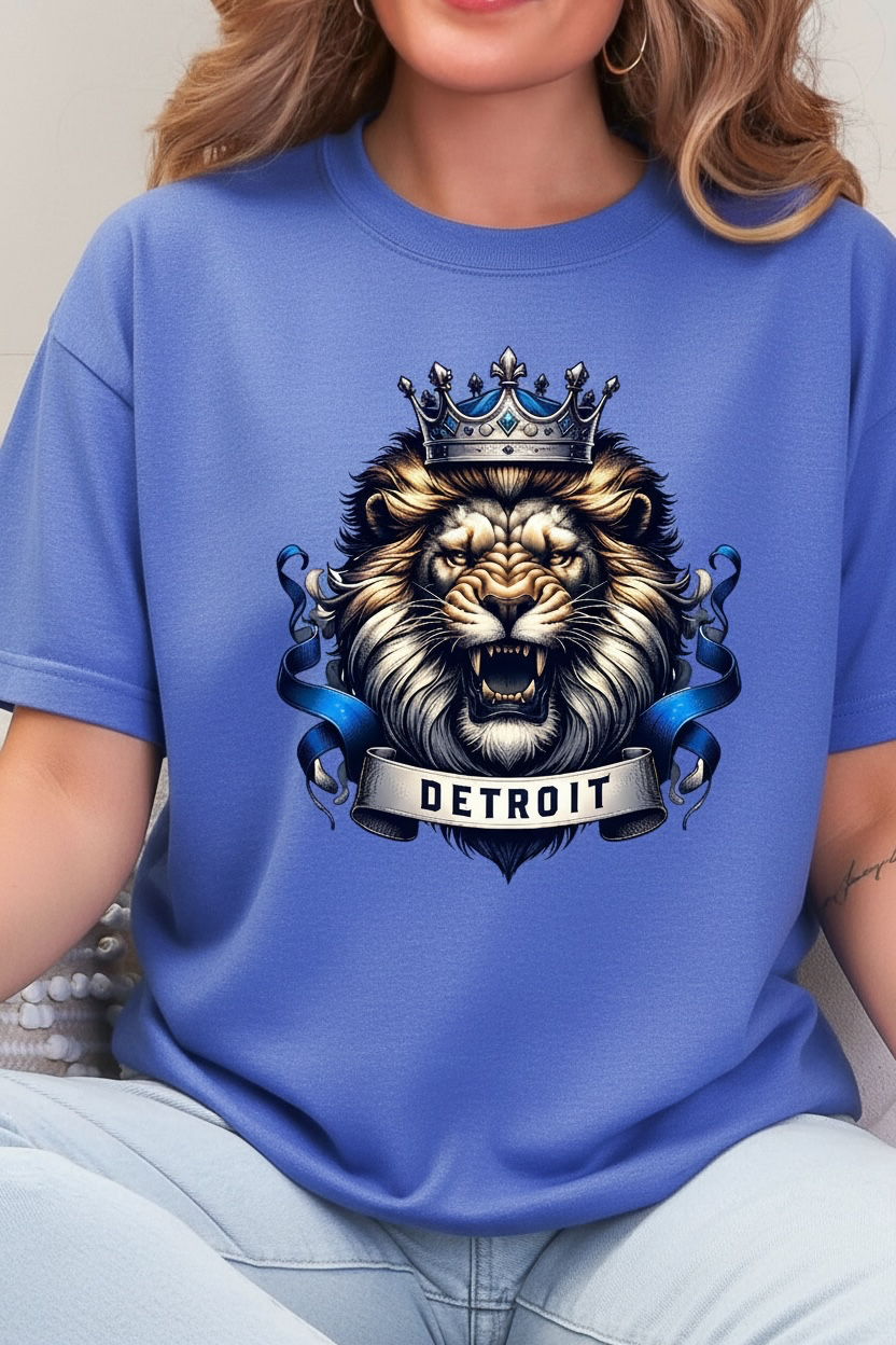 Blue Heather Detroit Football Tee