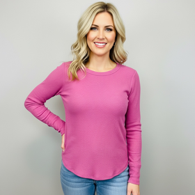 Bright Mauve Baby Waffle Long Sleeve Top