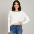 Ivory Front Seam Casual Sweater