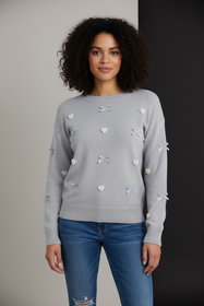 Hearts & Bows Detailed Pullover Sweater