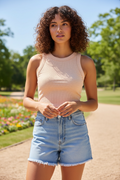 Beige Ribbed Basic Tank