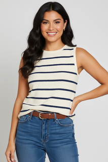 Navy/Ivory Stripe Sweater Tank