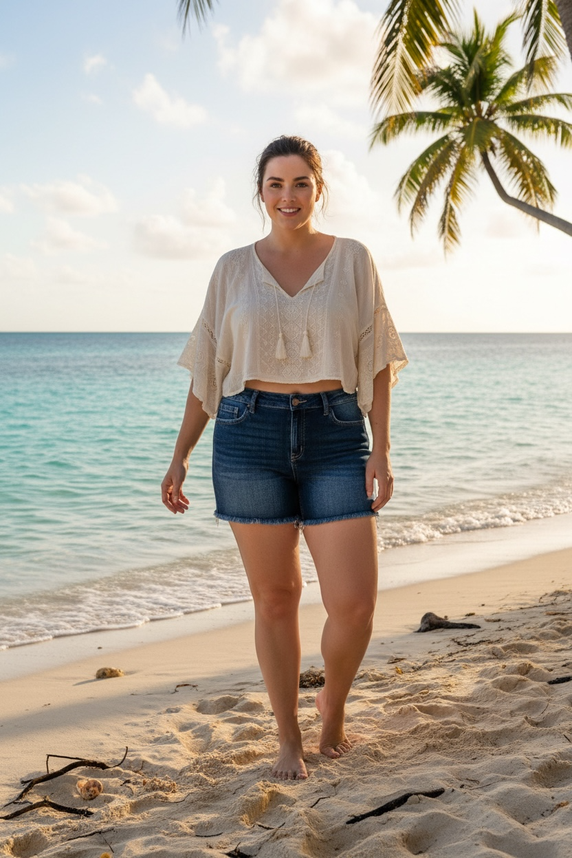 Zenana Mid Rise Frayed Hem Denim Shorts