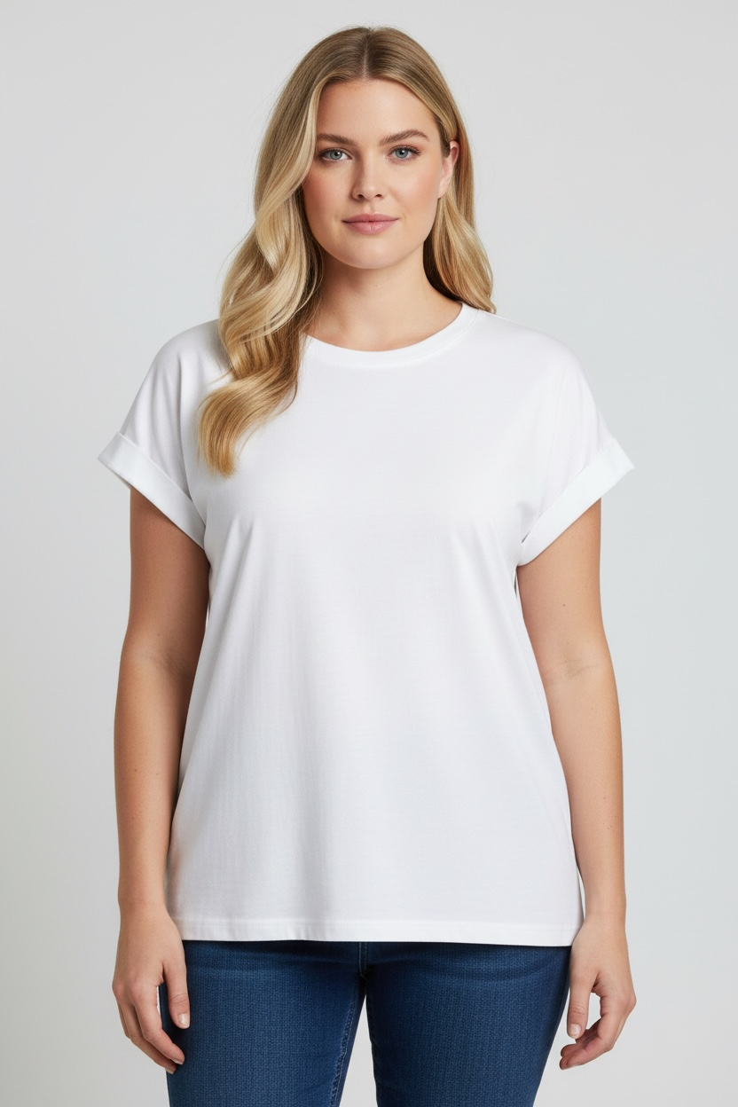 Restock! Round Neck Folded Sleeve Tee