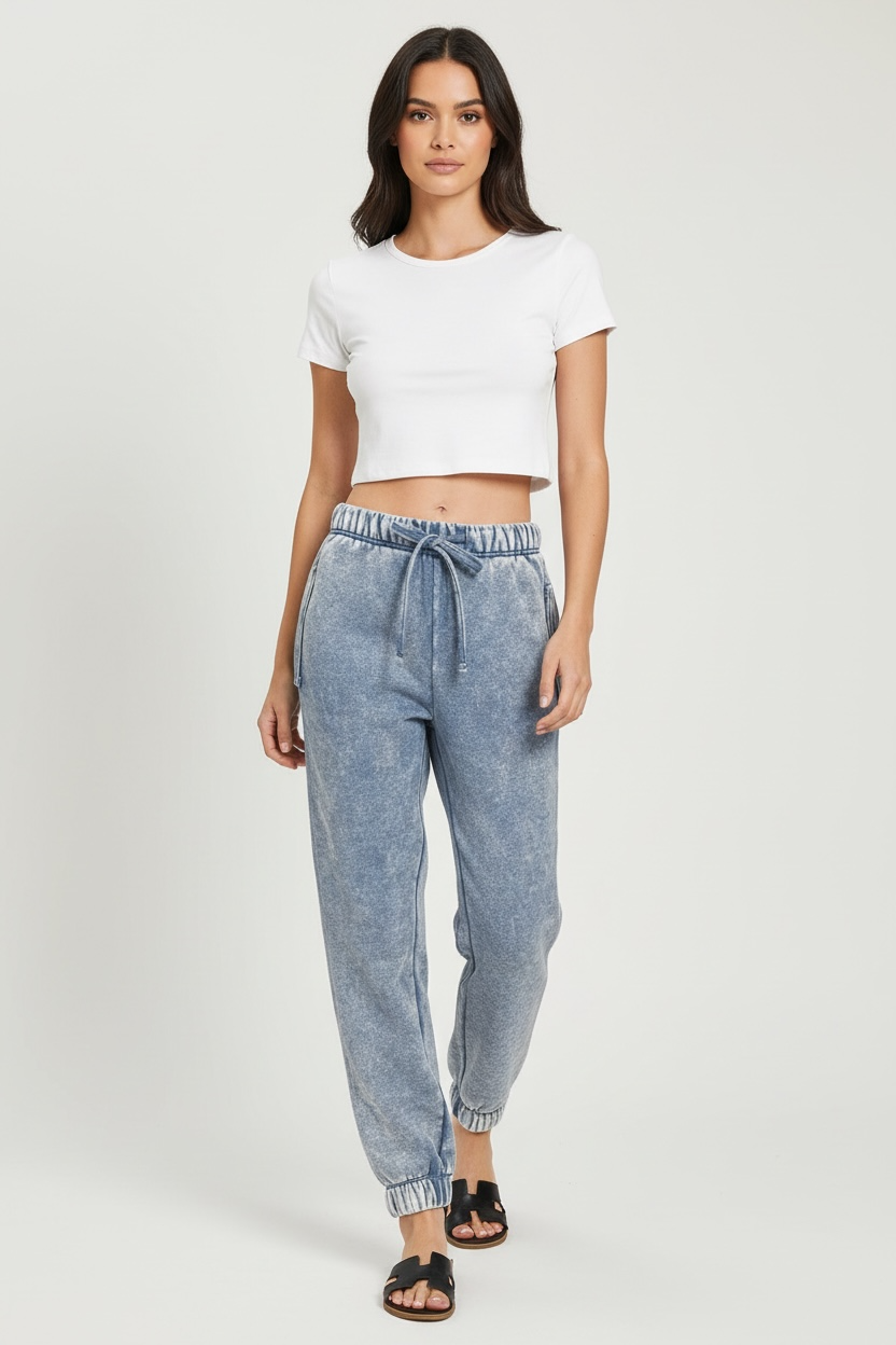 Marlin Acid Wash Fleece Sweatpants With Pockets