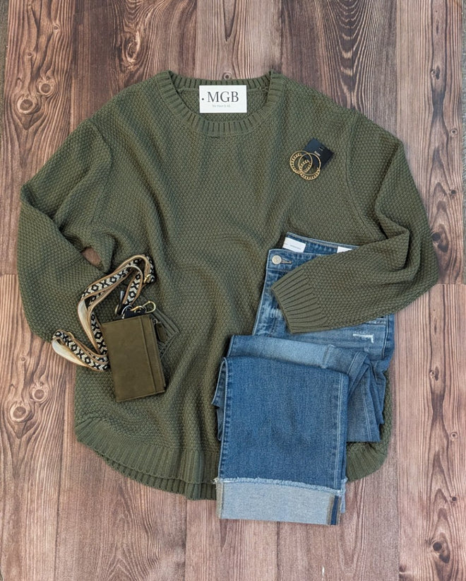 PLUS LIGHT OLIVE BASIC KNIT SWEATER