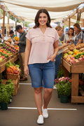Plus Mauve SS Button Down Blouse