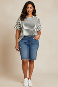 Plus B&W Striped Short Sleeve