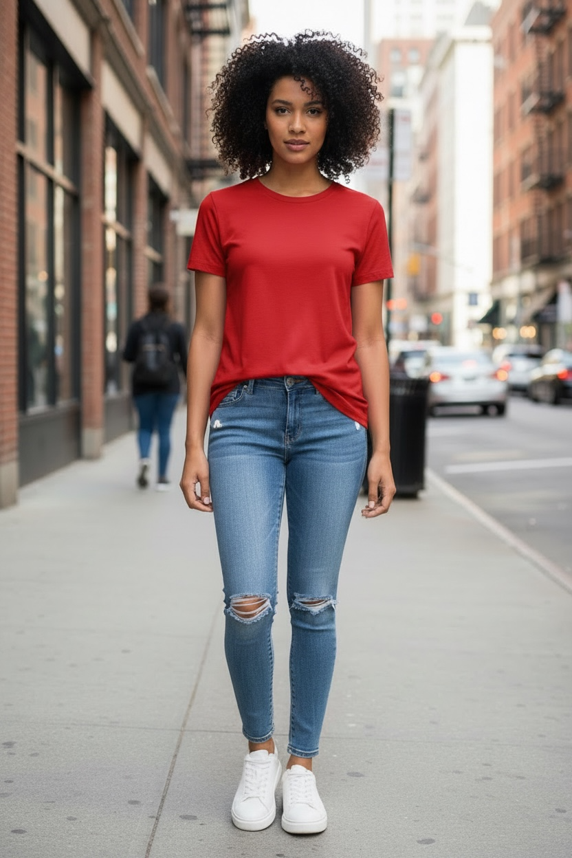 Red Perfect Basic Cotton Tee