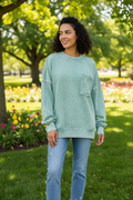 Green Halo Washed Exposed Seam Sweatshirt