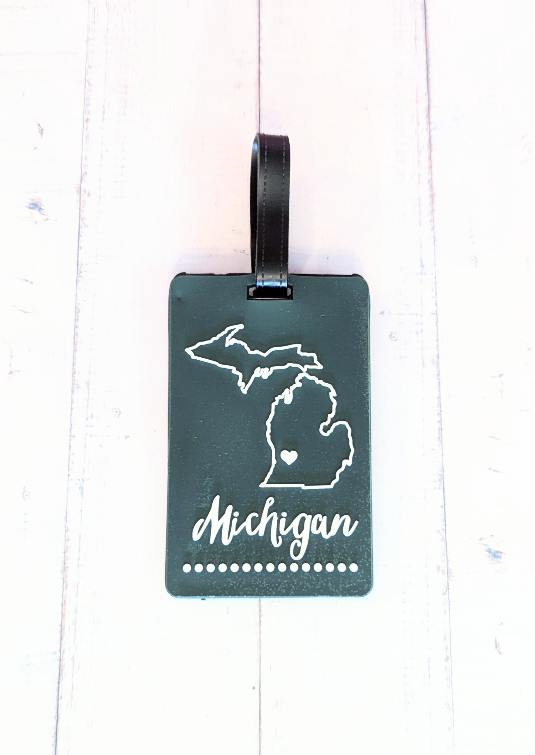 GREEN Love Michigan Silicone Luggage Tag