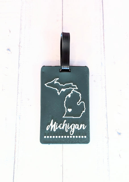 GREEN Love Michigan Silicone Luggage Tag