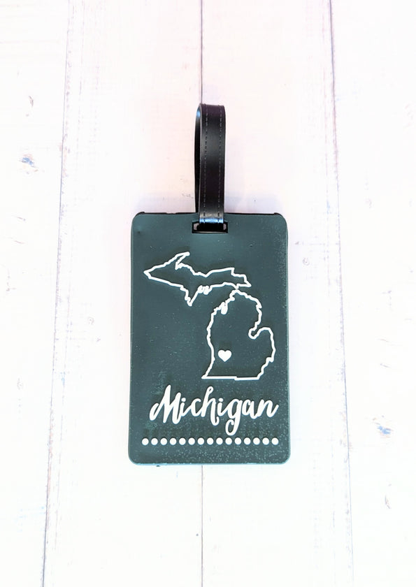 GREEN Love Michigan Silicone Luggage Tag