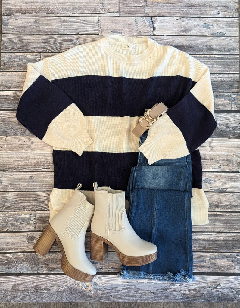 Lucky Stripes Waffle Knit Sweater