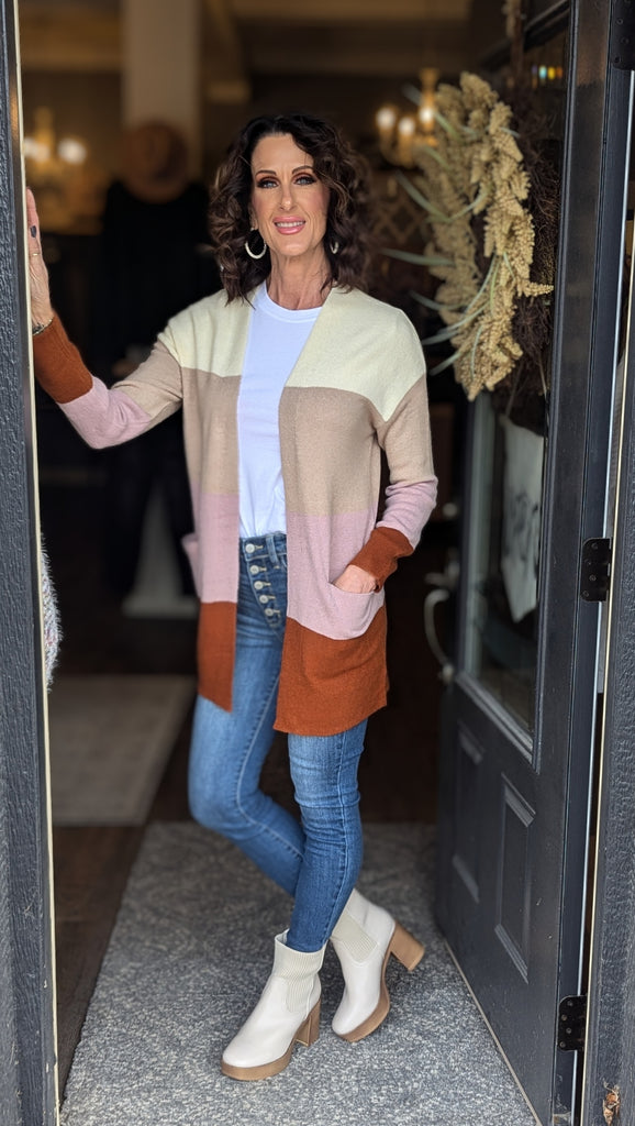 FALL FUN COLORBLOCK CARDIGAN