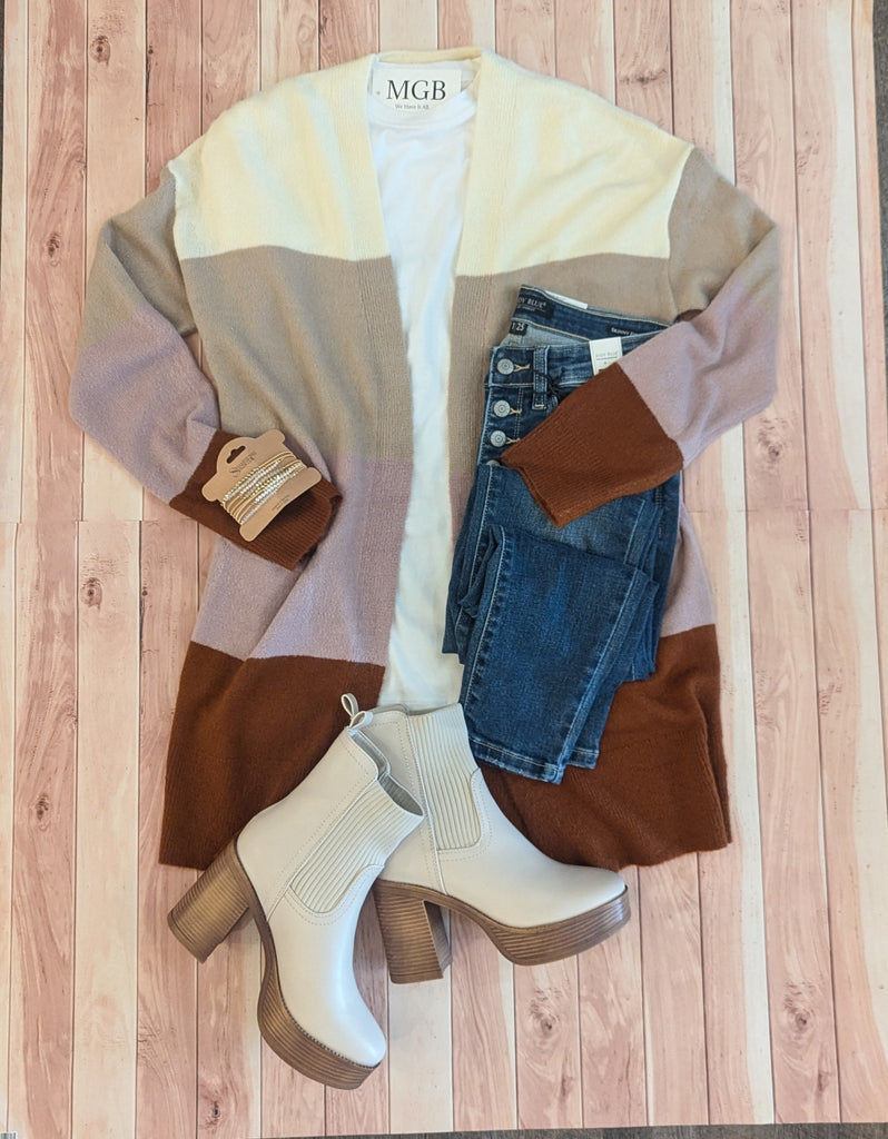 FALL FUN COLORBLOCK CARDIGAN