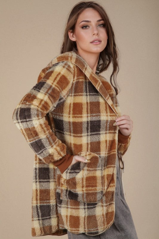 Plaidly in Love Faux Fur Jacket