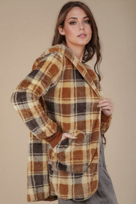 Plaidly in Love Faux Fur Jacket