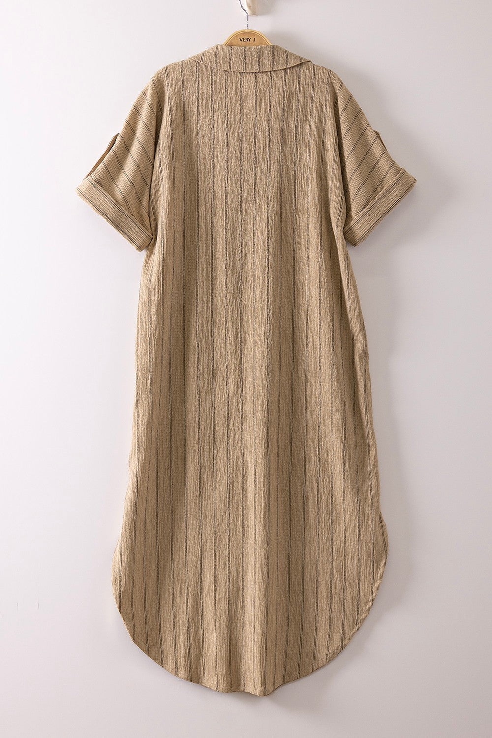 Taupe Linen Midi Button Down Dress