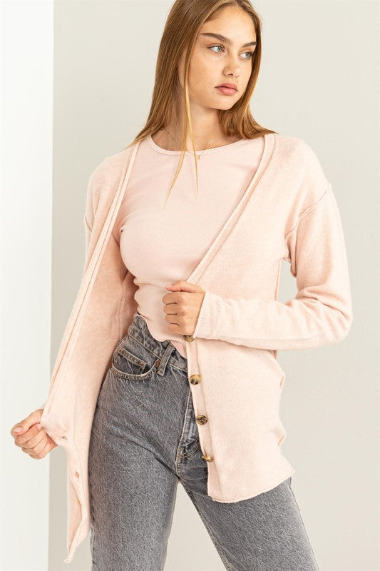 Blush Super Soft Buttoned Cardigan