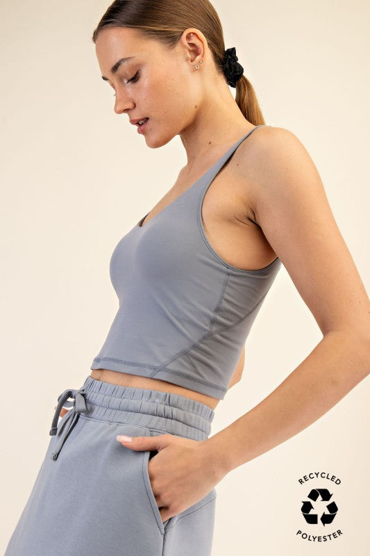 Rhino Grey V Neck Yoga Crop