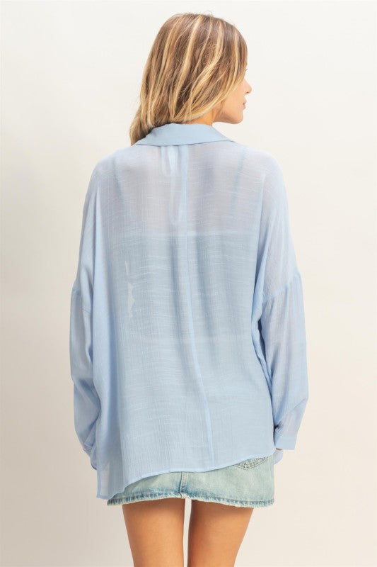 Powder Blue Gauzy Blouse