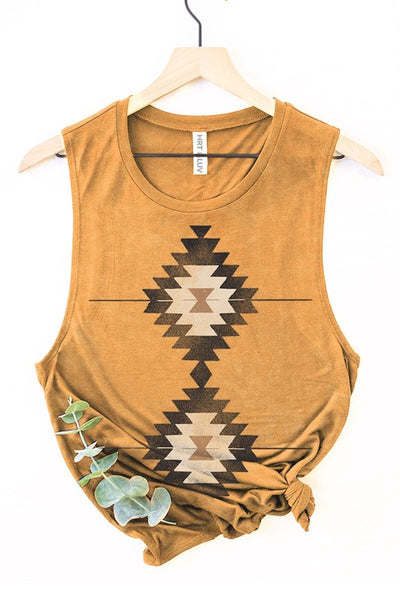 MUSTARD AZTEC MINERAL GRAPHIC TANK