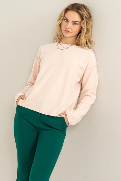 Blush Reverse Seam Long Sleeve Top