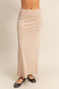 Mid-rise Mineral Washed Casual Maxi Skirt