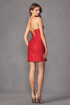 Red Fitted Ruched Cocktail Dress-Market Grey Boutique
