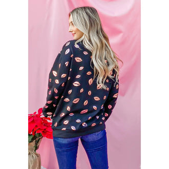 Black Kiss Pink Foil Sweatshirt