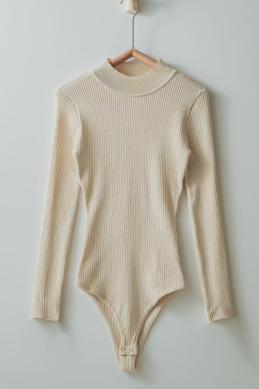 Cream Premium Ribbed Knit Bodysuit