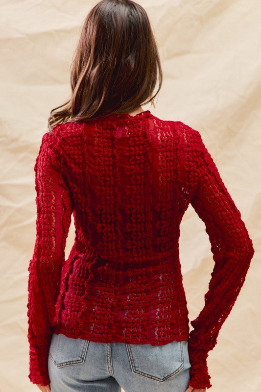 Christmas Sheer Lace Blouse