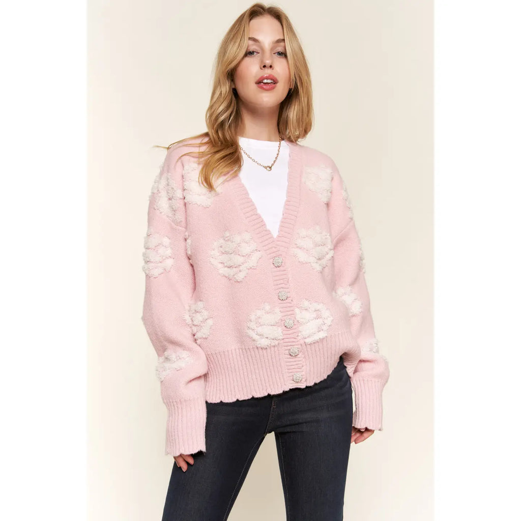 Plus Blush Jewel Accent Cardigan