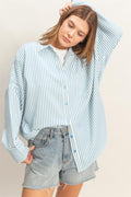 Beachy Blue Striped Button Down